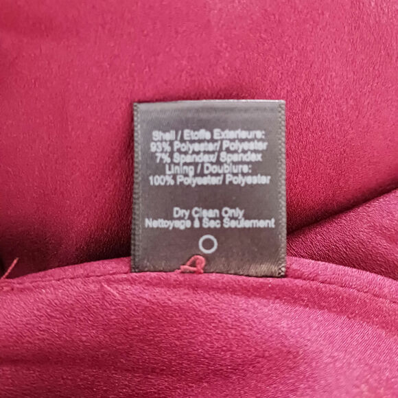 DRESS THE POPULATION ASYMMETRICAL BURGUNDY MIDI DRESS , size S - Picture 11 of 12